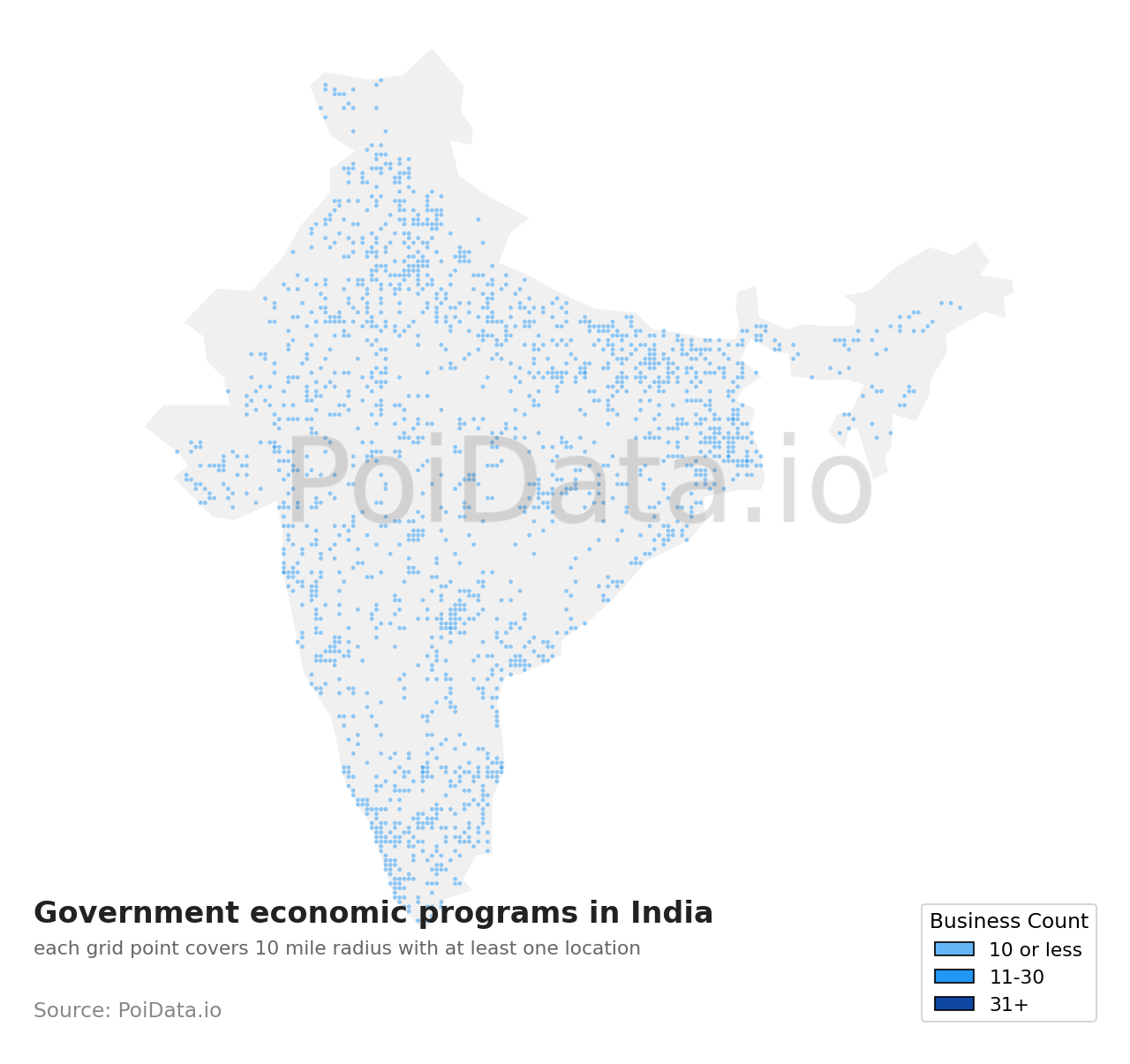 Government economic program density map for India