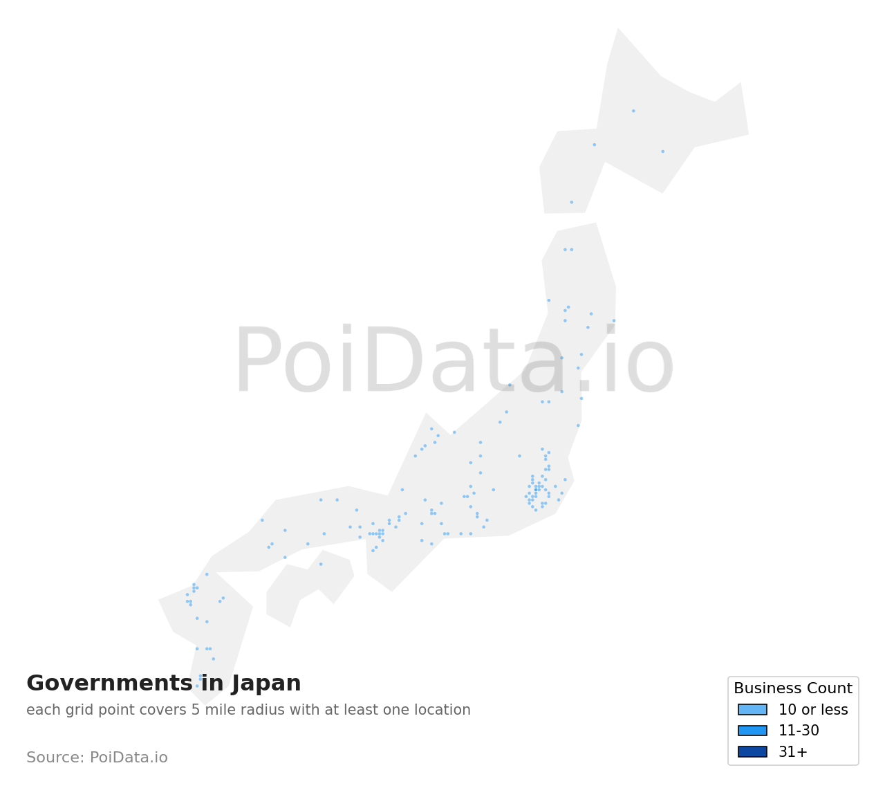 Government density map for Japan