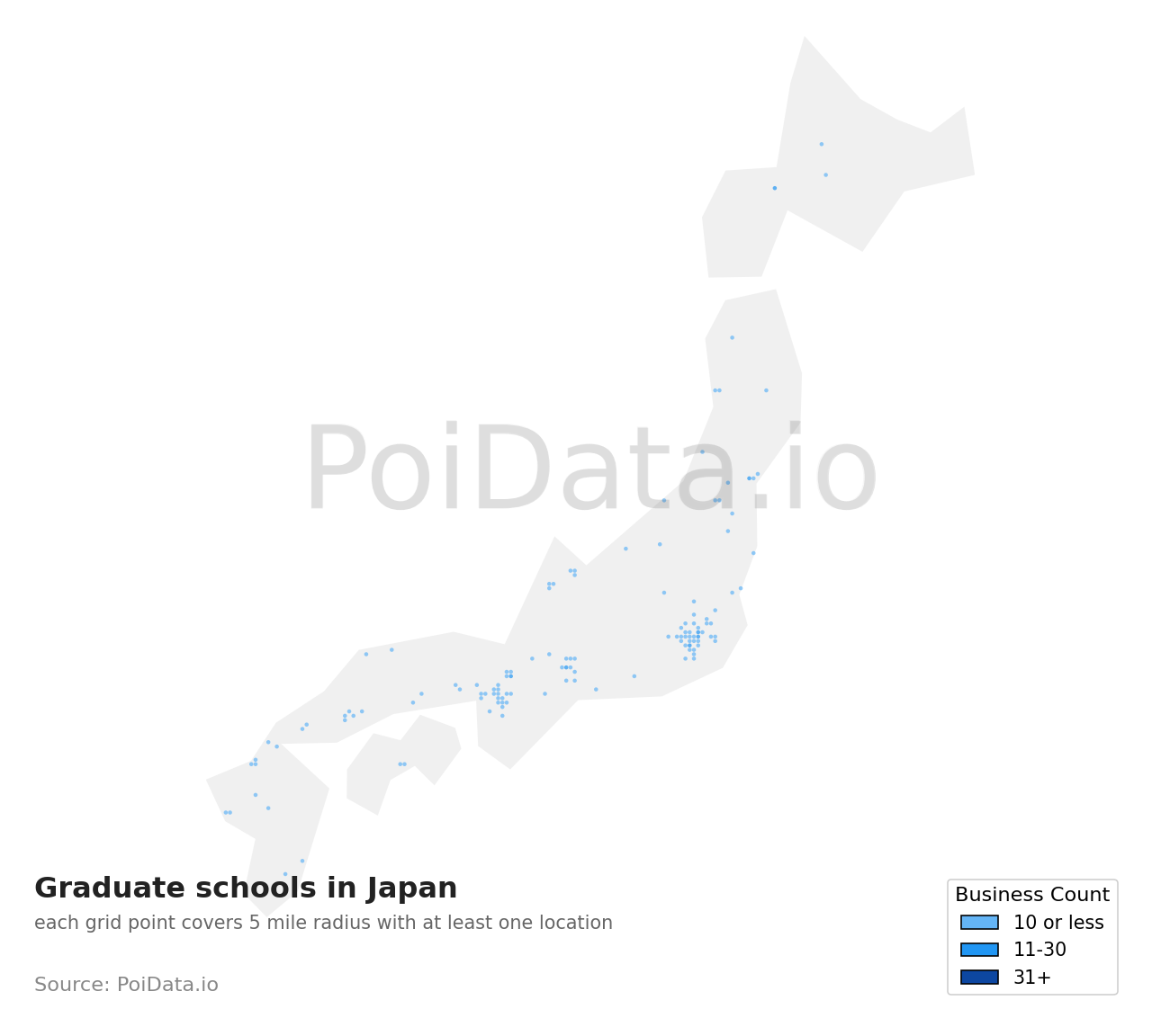 Graduate school density map for Japan