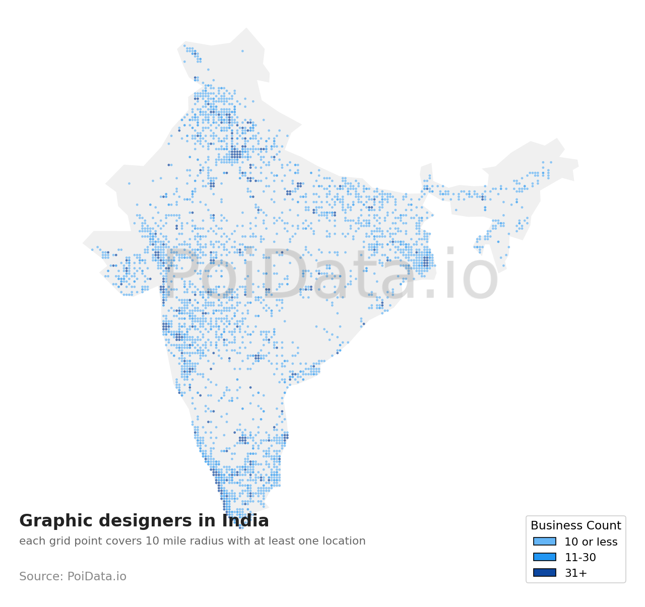 Graphic designer density map for India
