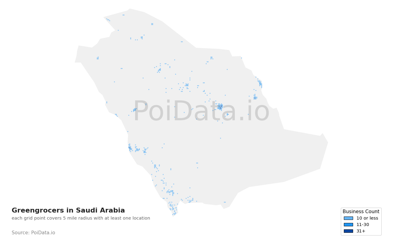 Greengrocer density map for Saudi Arabia