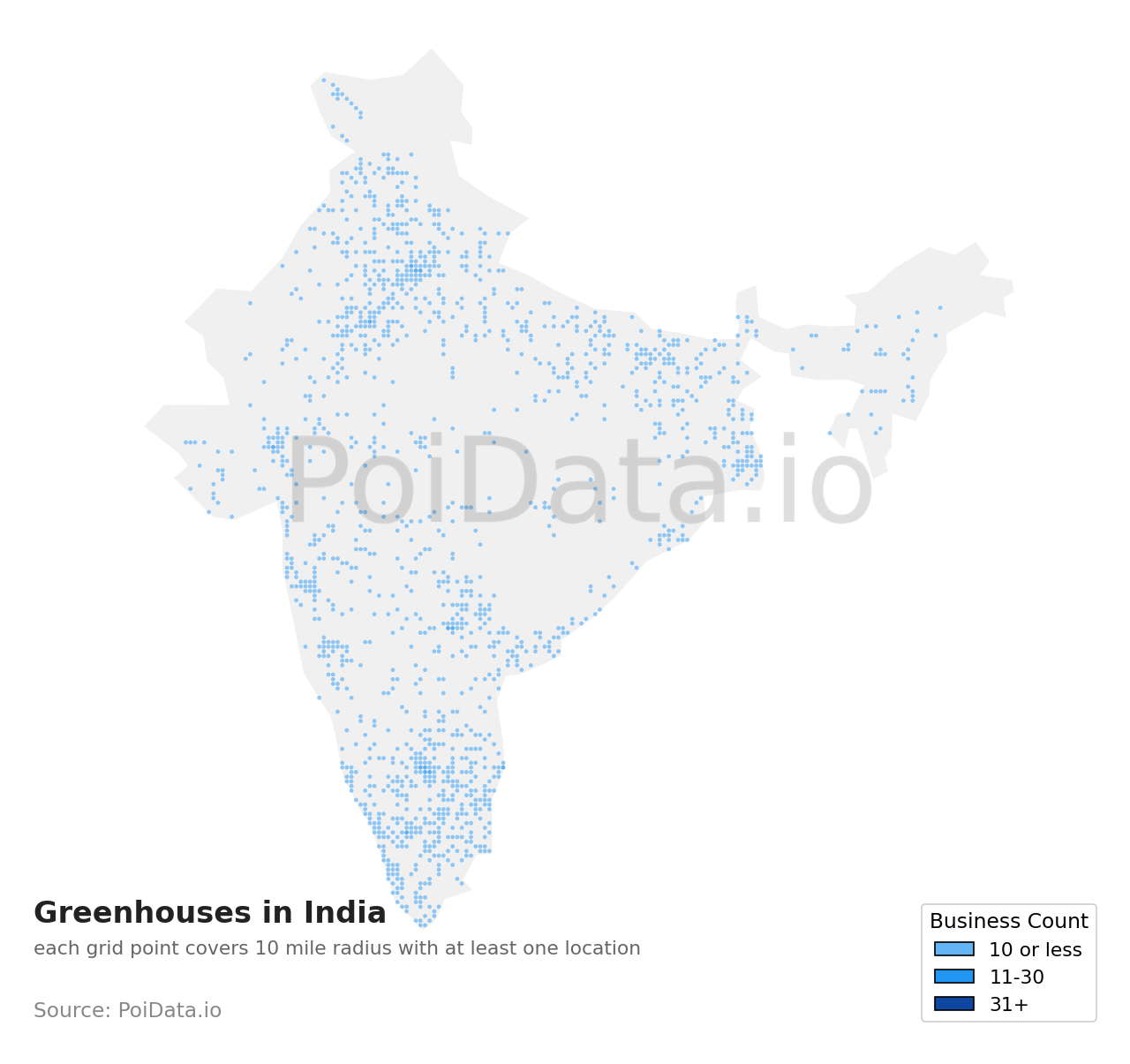 Greenhouse density map for India