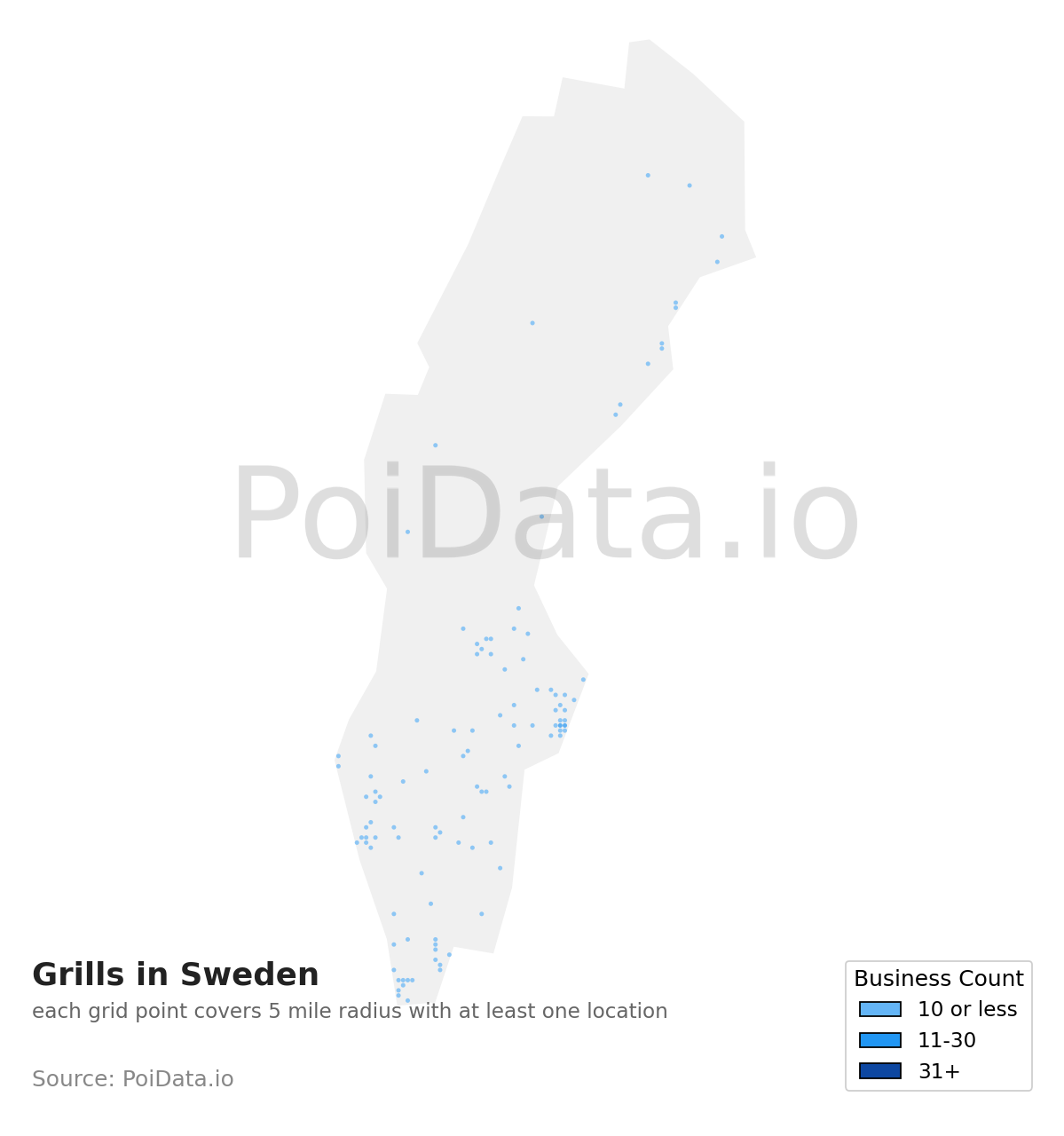 Grill density map for Sweden