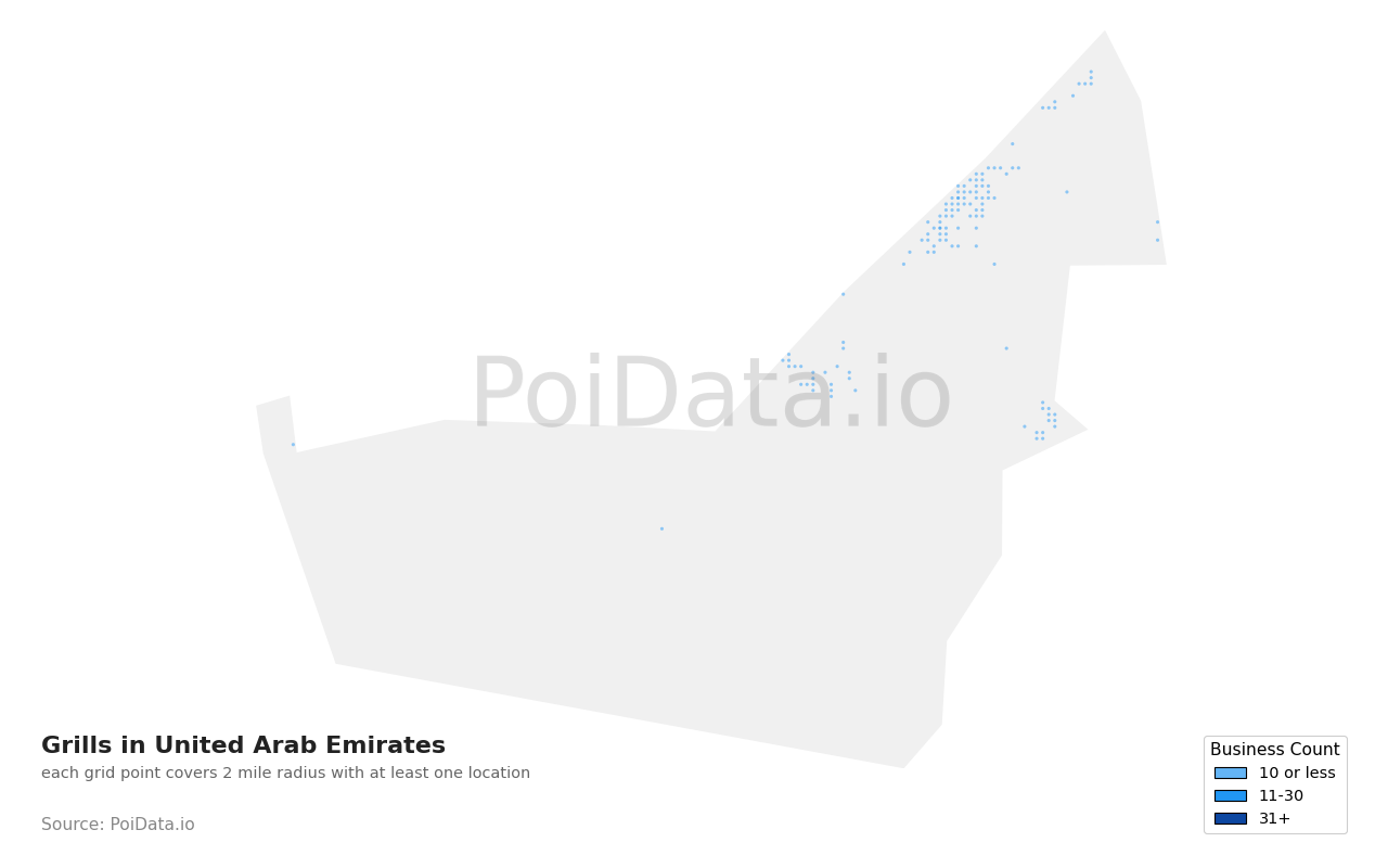 Grill density map for United Arab Emirates
