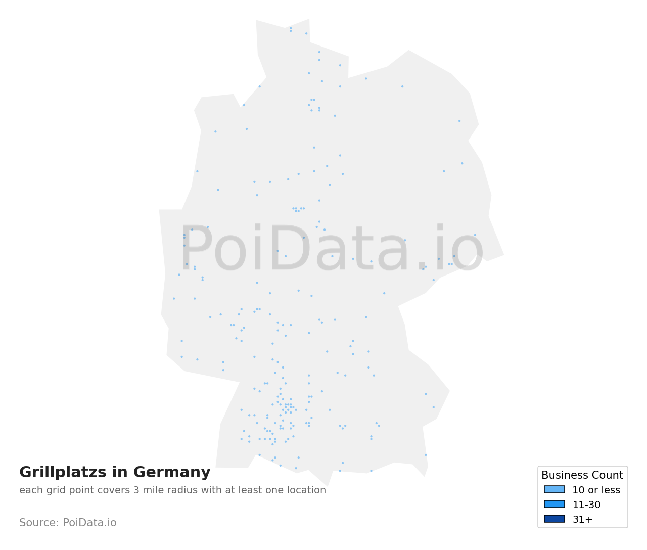 Grillplatz density map for Germany