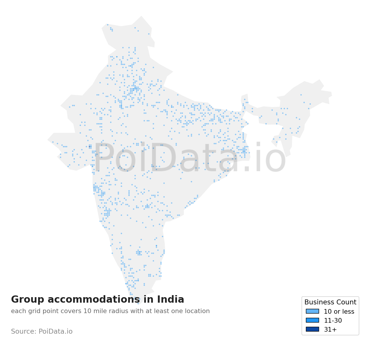 Group accommodation density map for India