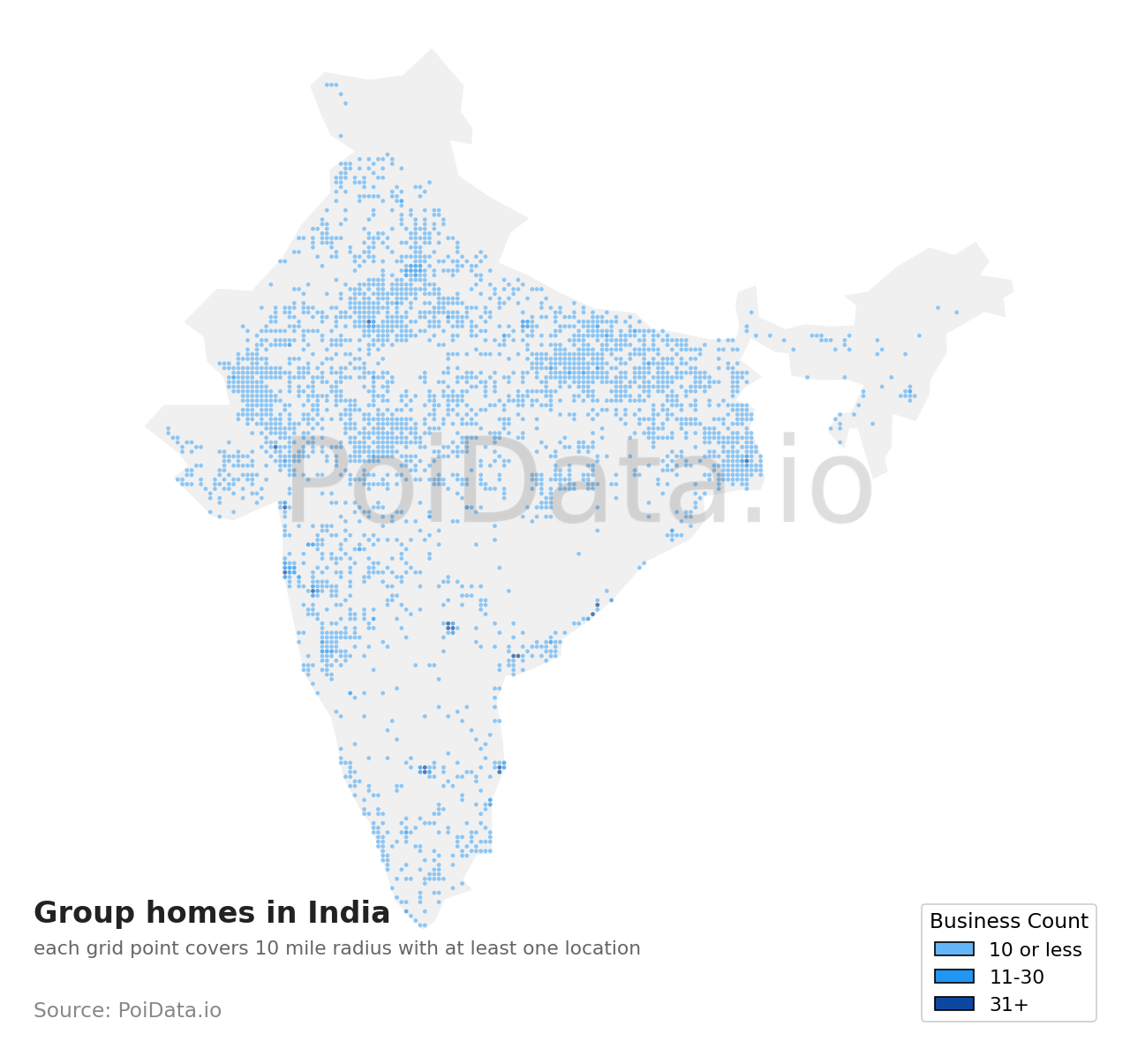 Group home density map for India