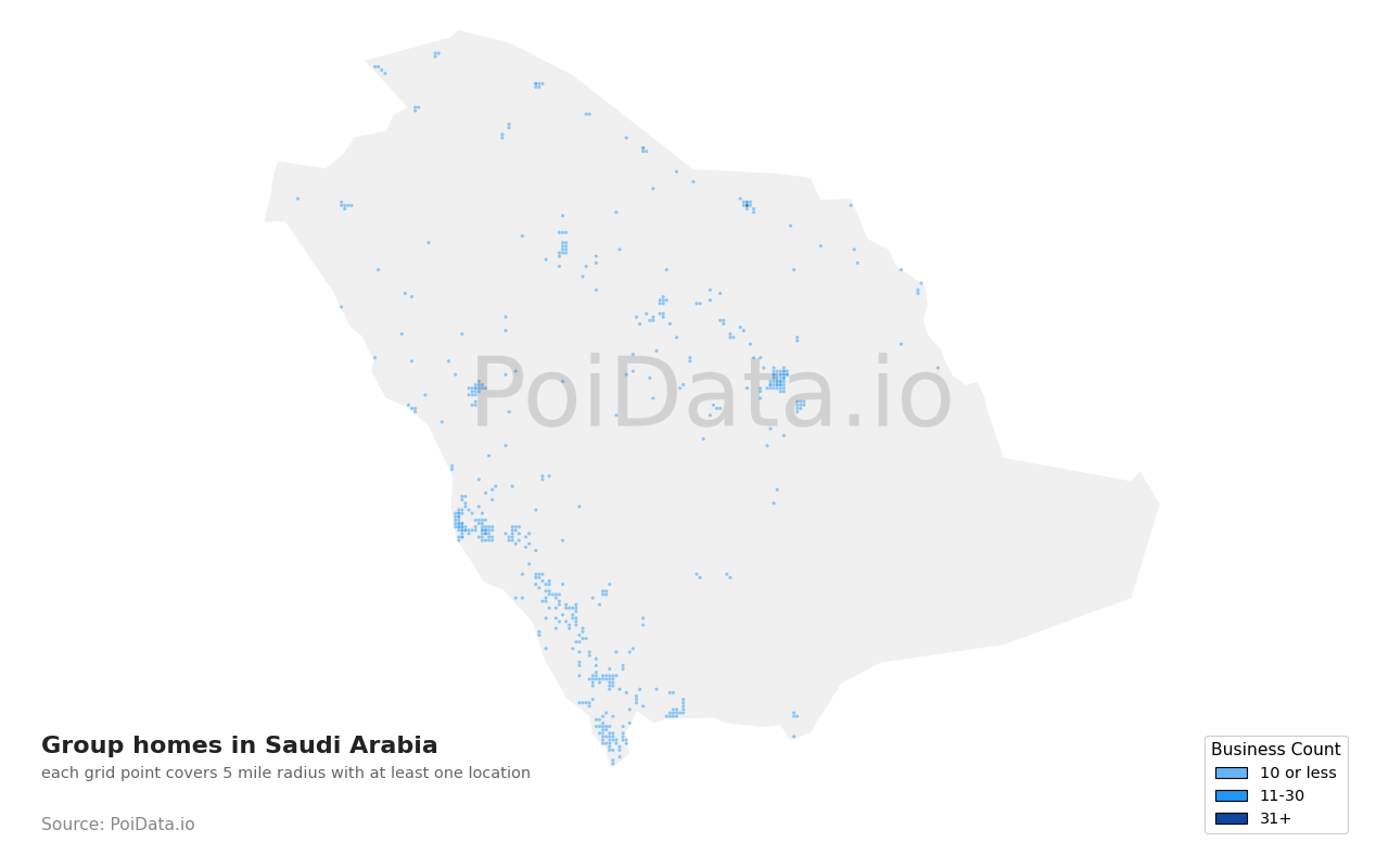 Group home density map for Saudi Arabia