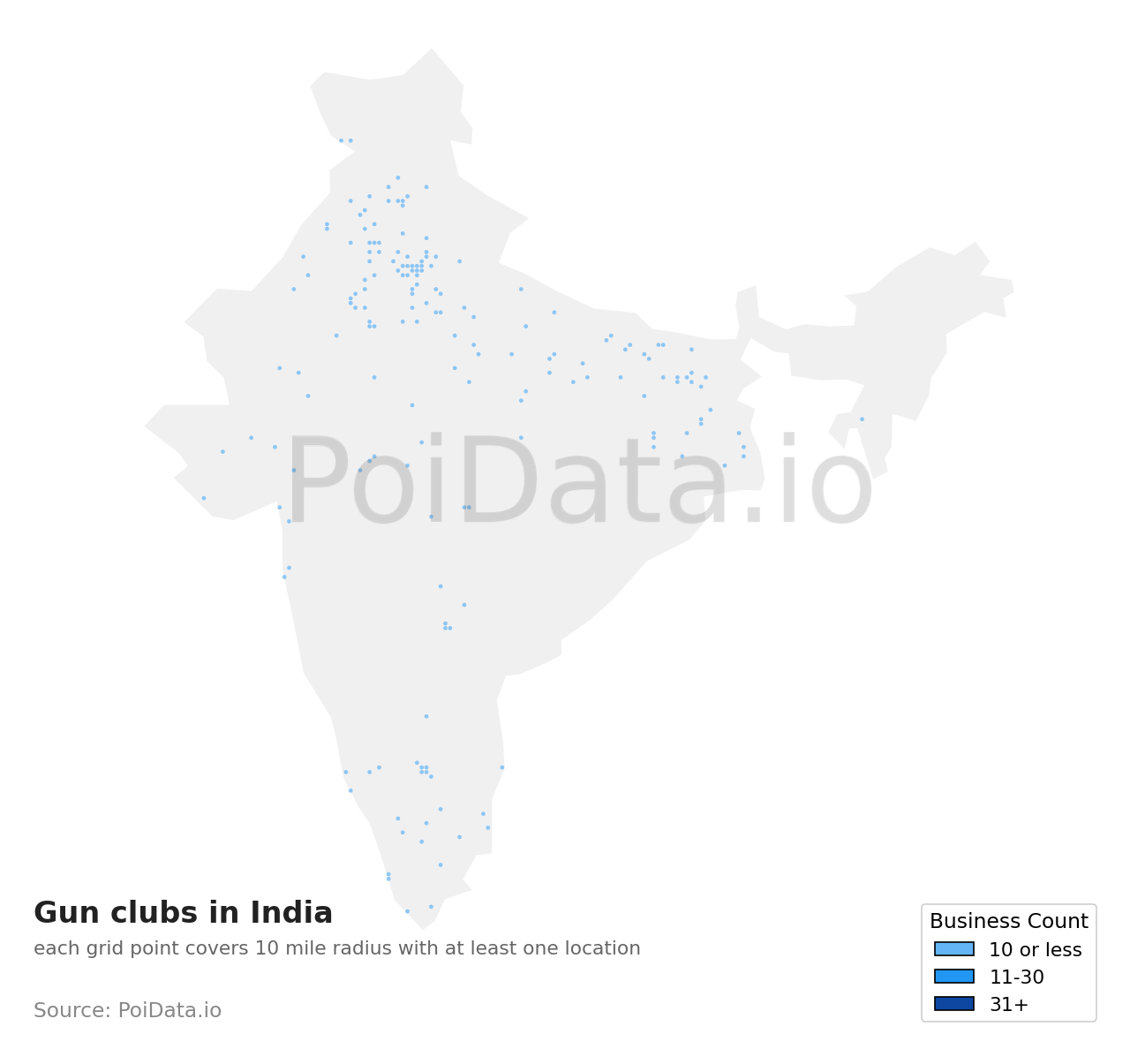 Gun club density map for India
