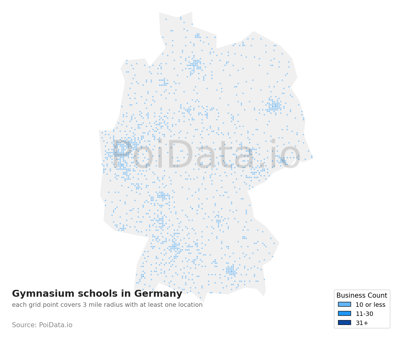Gymnasium school density map for Germany