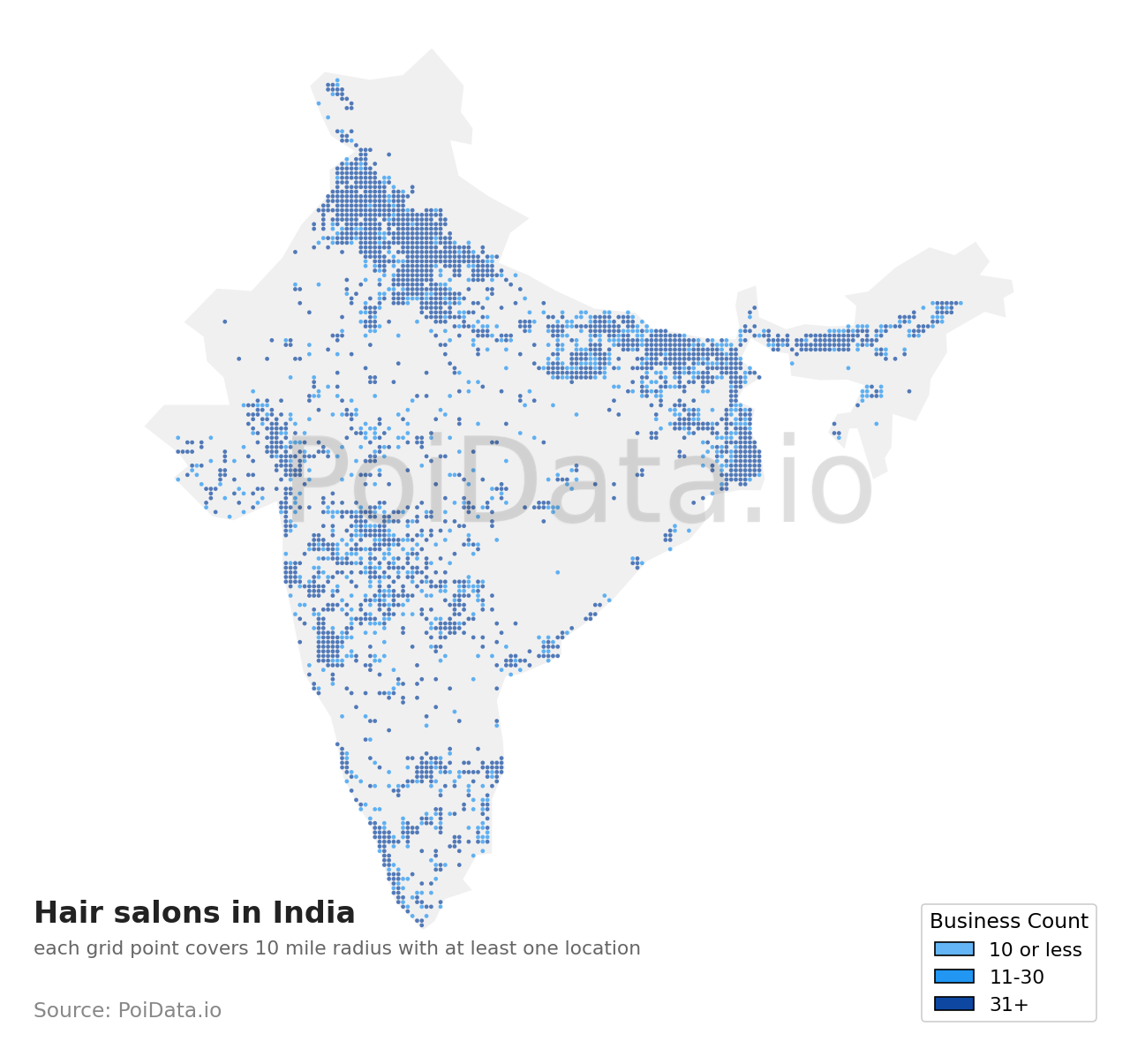 Hair salon density map for India