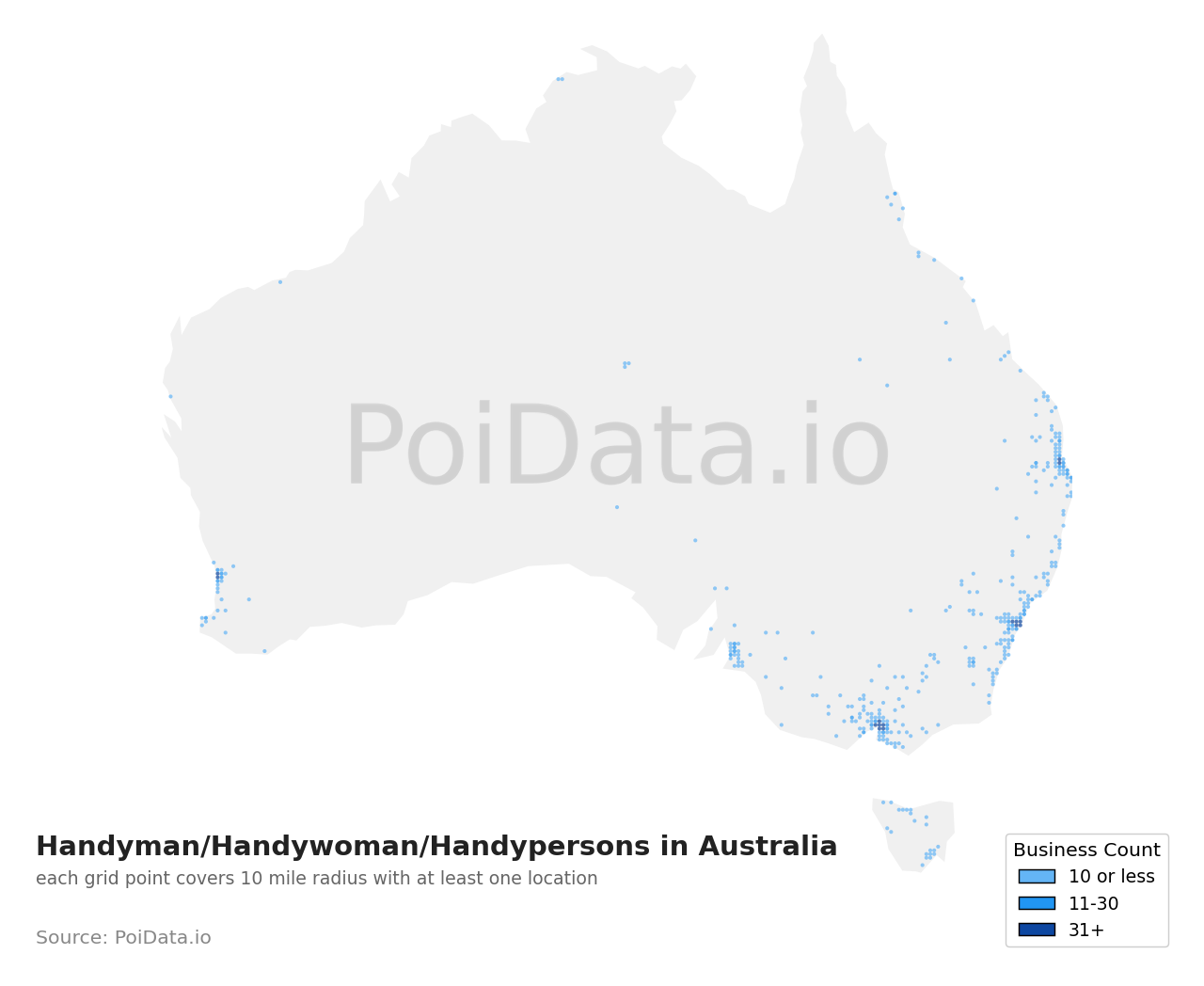Handyman/Handywoman/Handyperson density map for QLD, Australia
