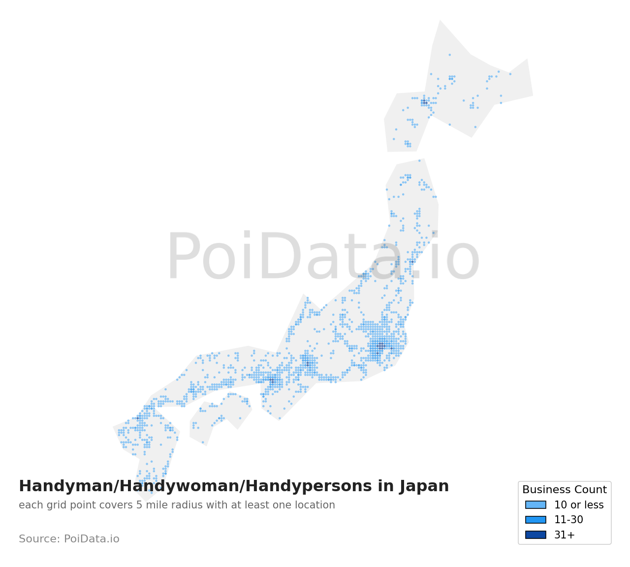 Handyman/Handywoman/Handyperson density map for Japan