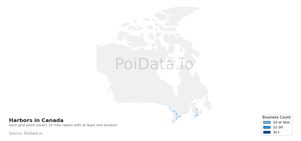 Harbor density map for Canada