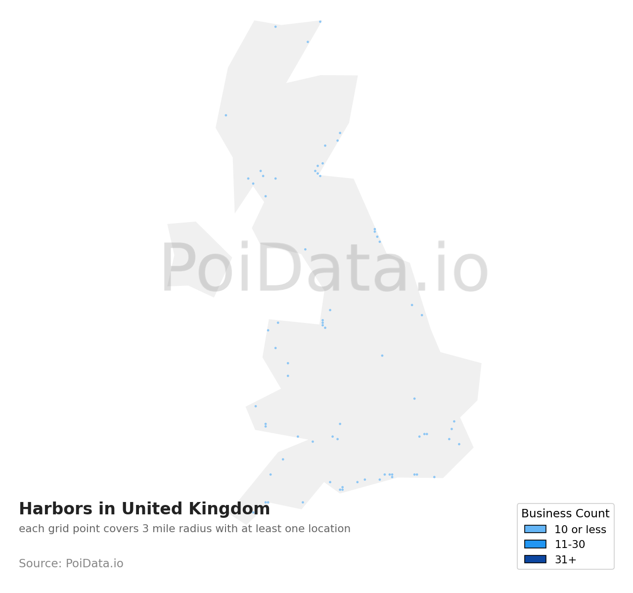 Harbor density map for United Kingdom