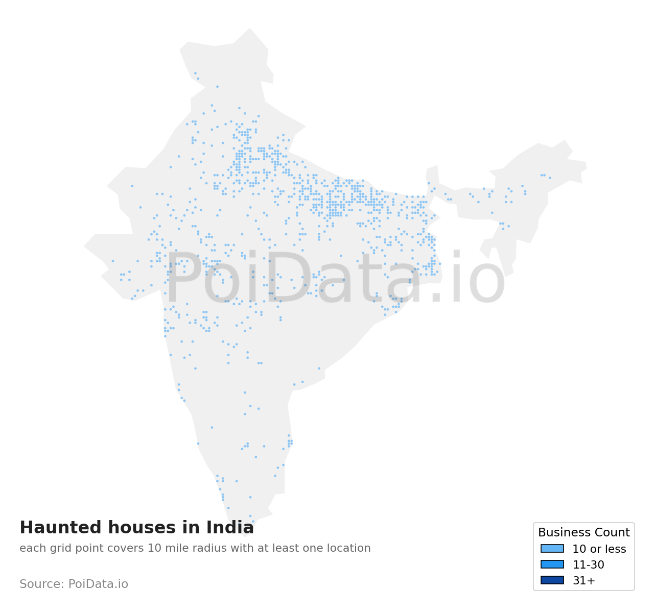 Haunted house density map for India