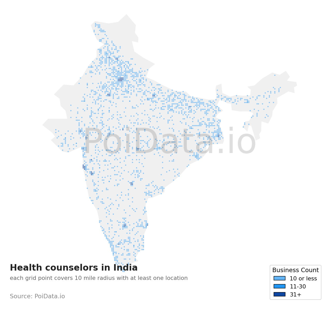 Health counselor density map for India