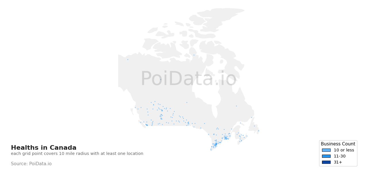 Health density map for Alberta, Canada