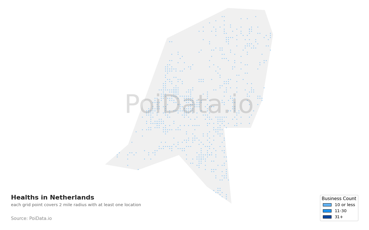 Health density map for Netherlands