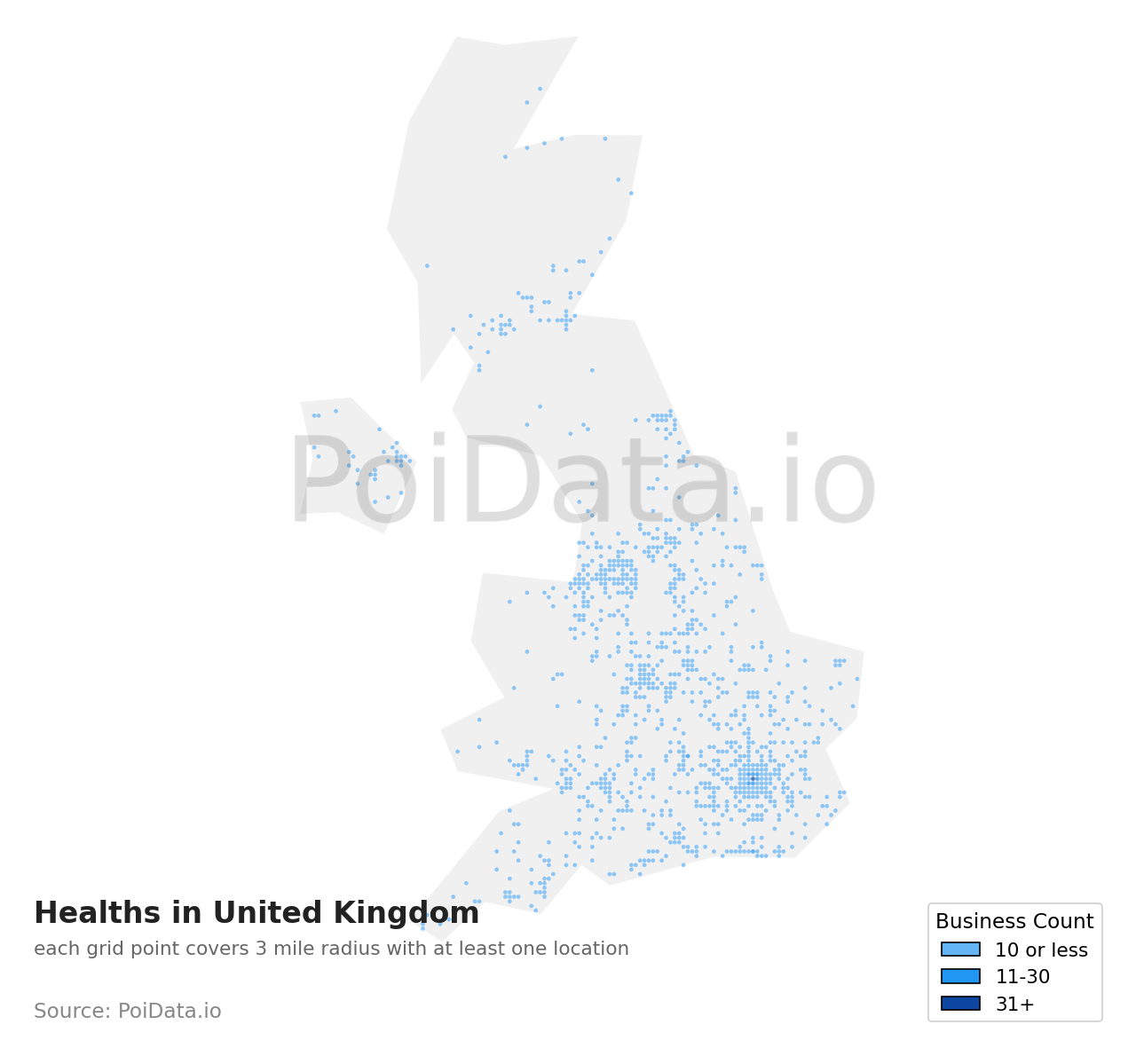 Health density map for United Kingdom