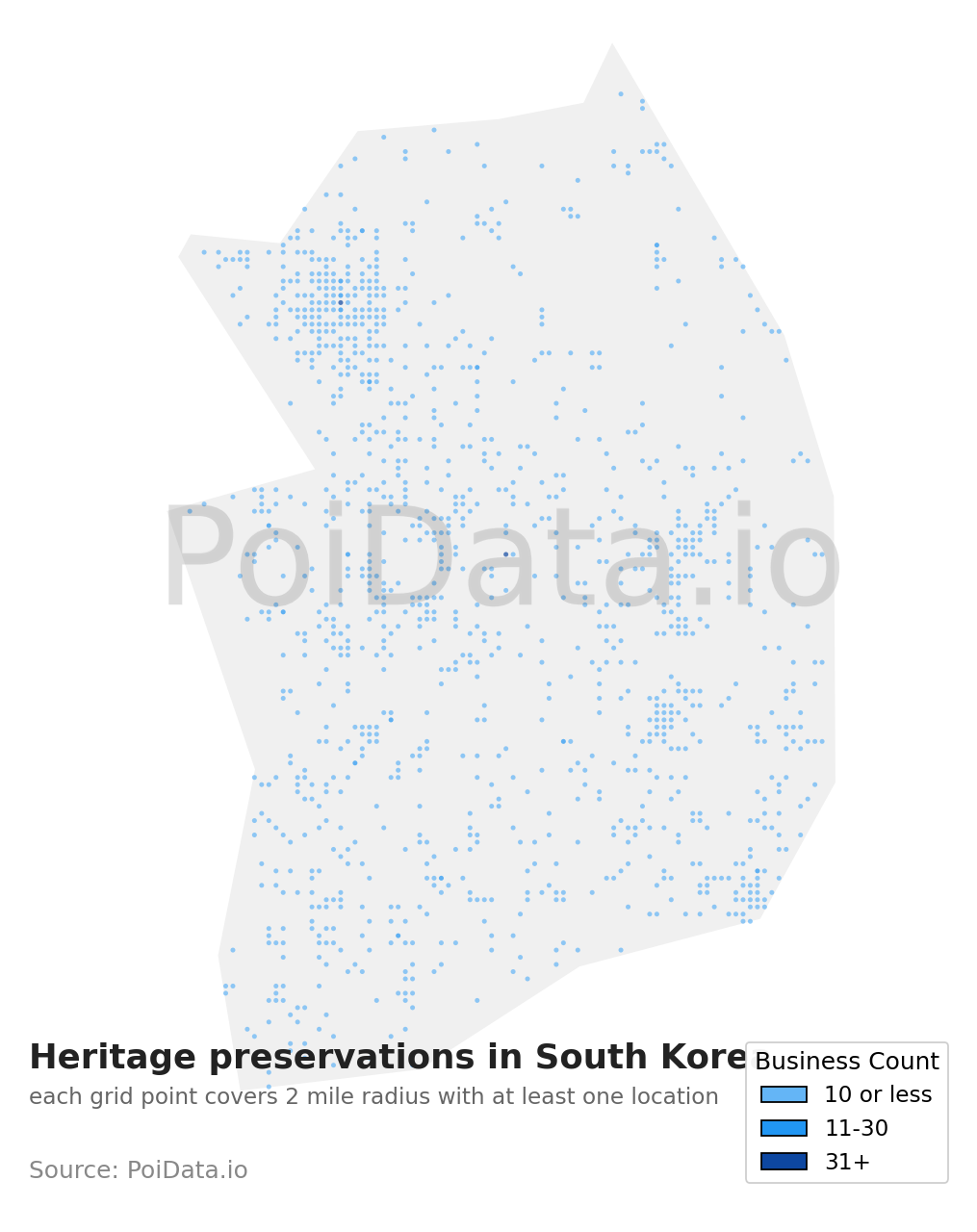 Heritage preservation density map for South Korea