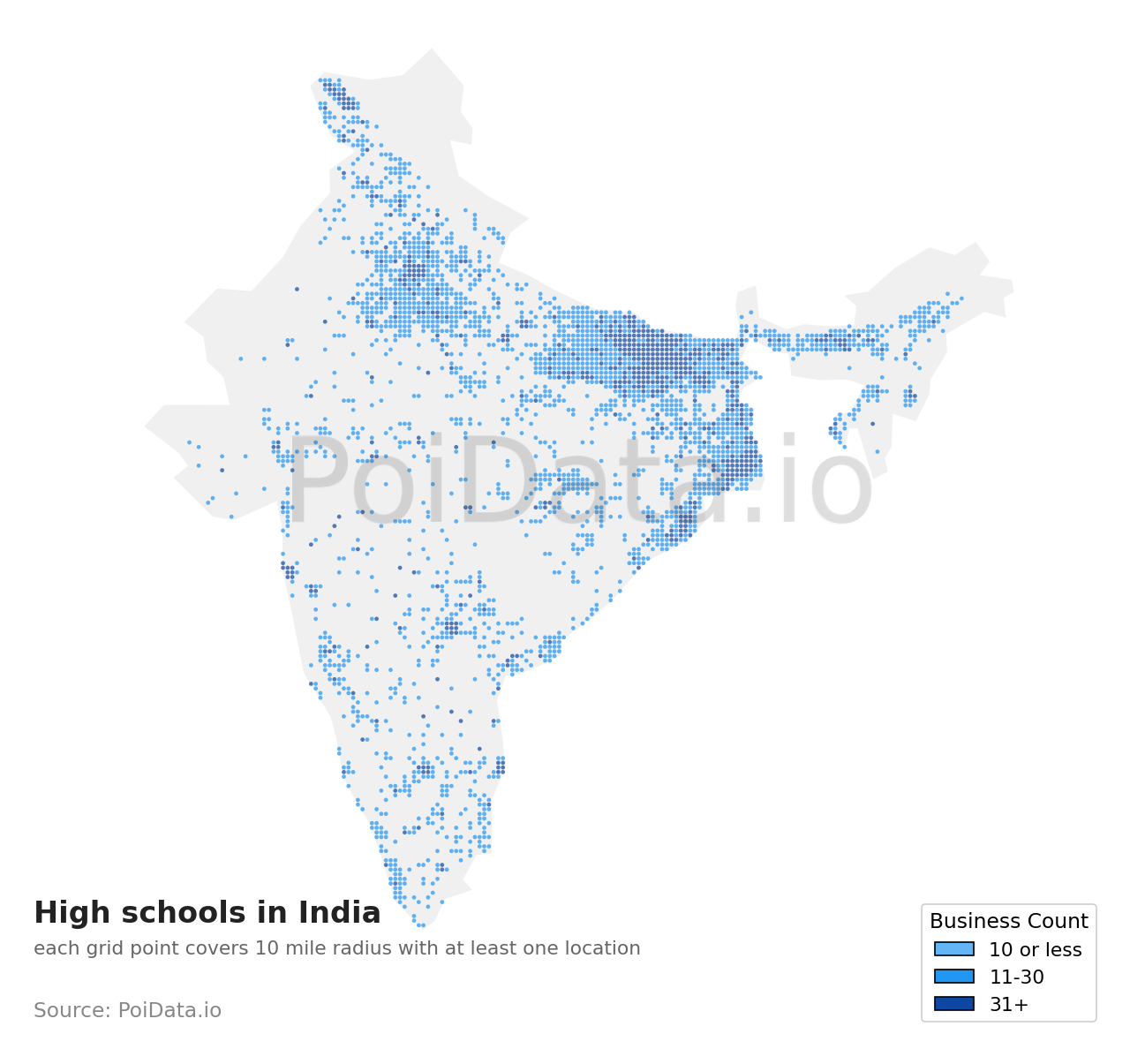 High school density map for India