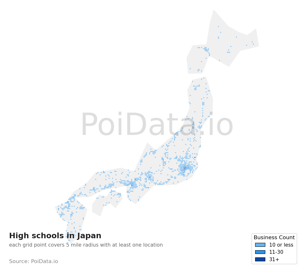 High school density map for Japan