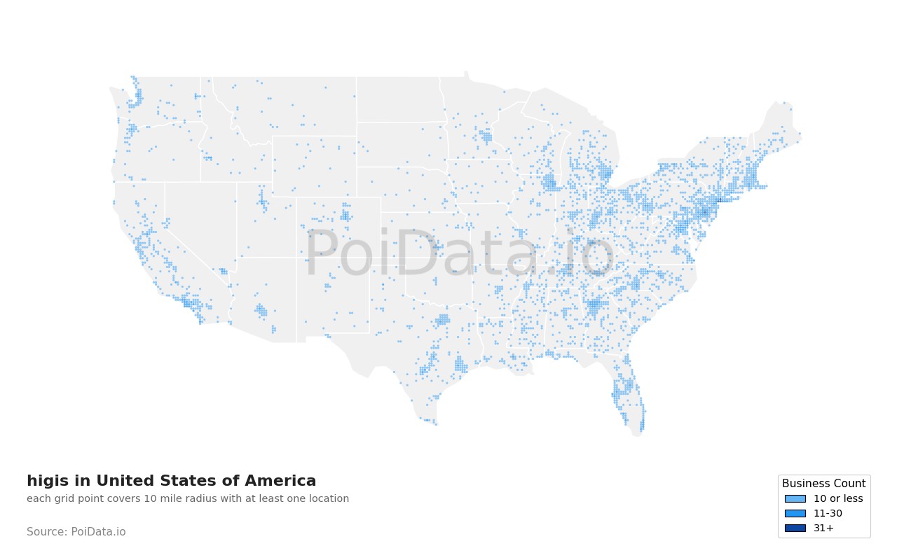 higi density map for United States
