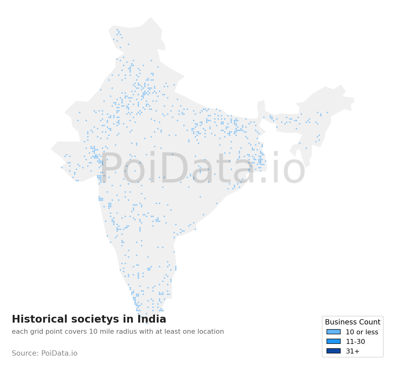 Historical society density map for India