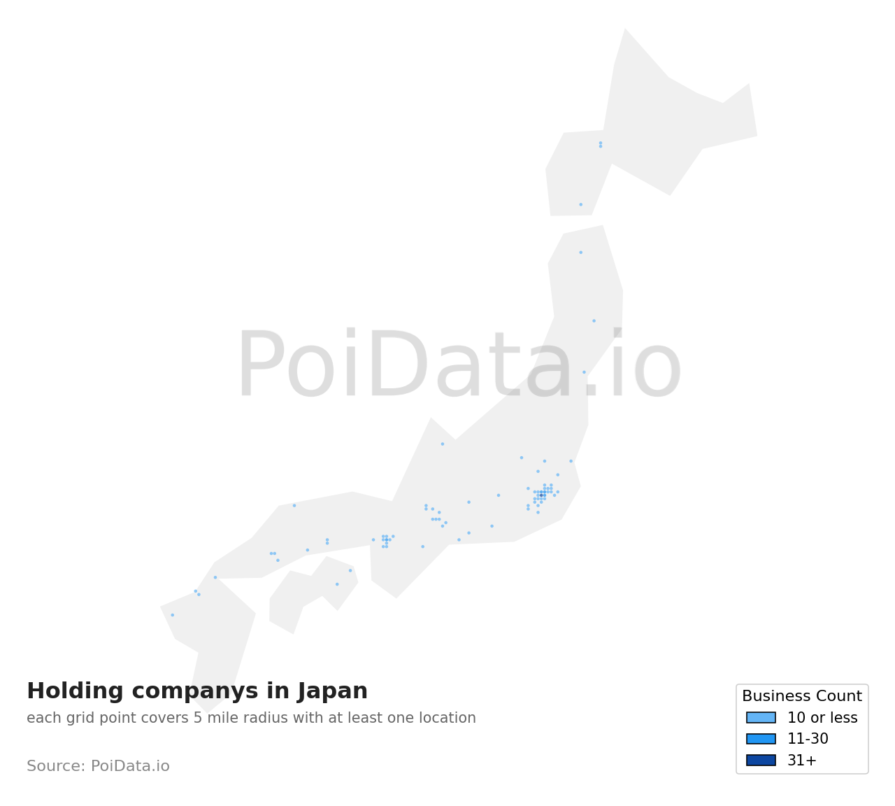 Holding company density map for Japan