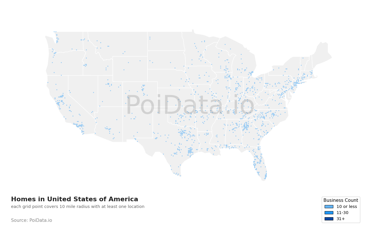 Home density map for United States