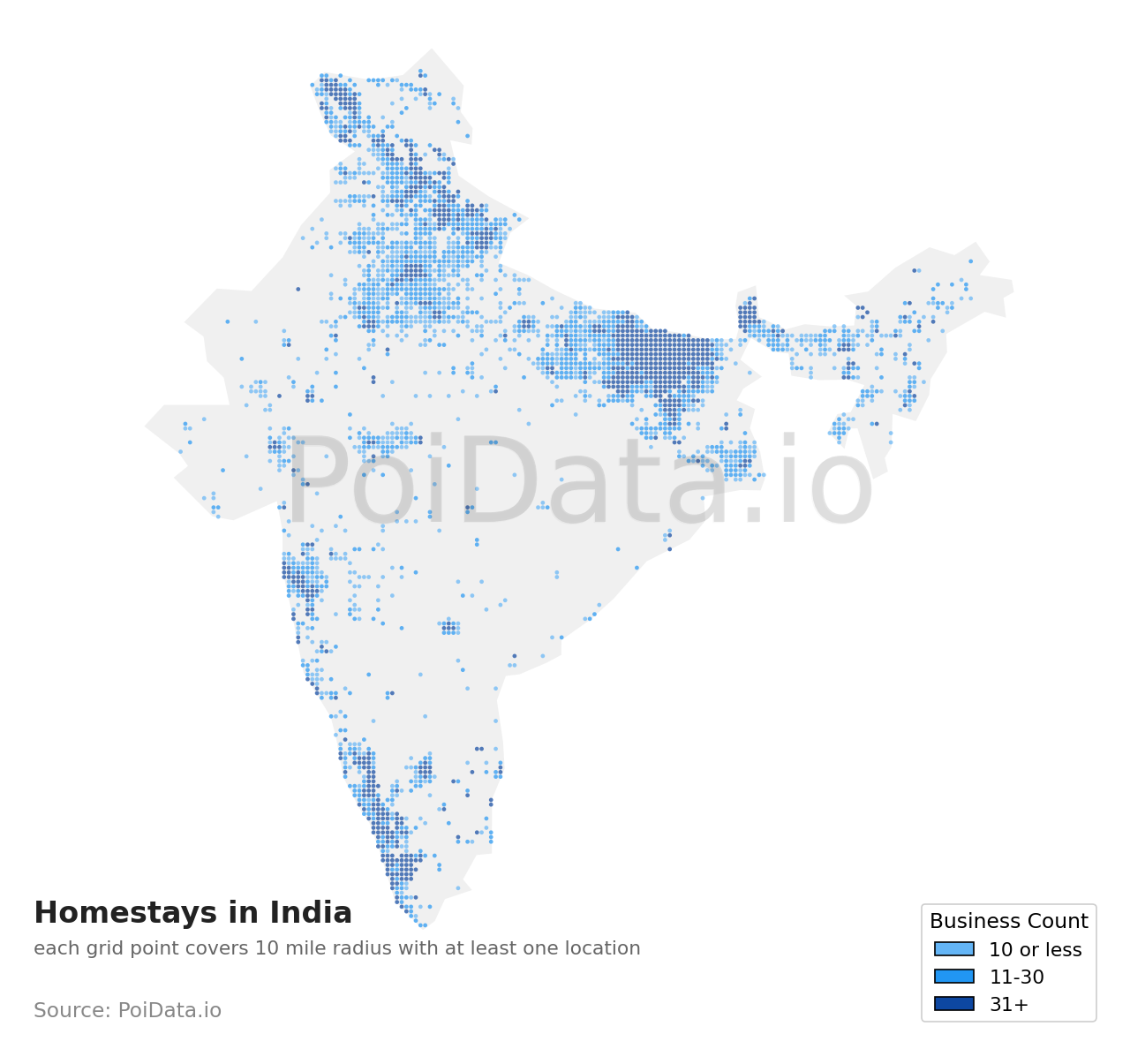 Homestay density map for India