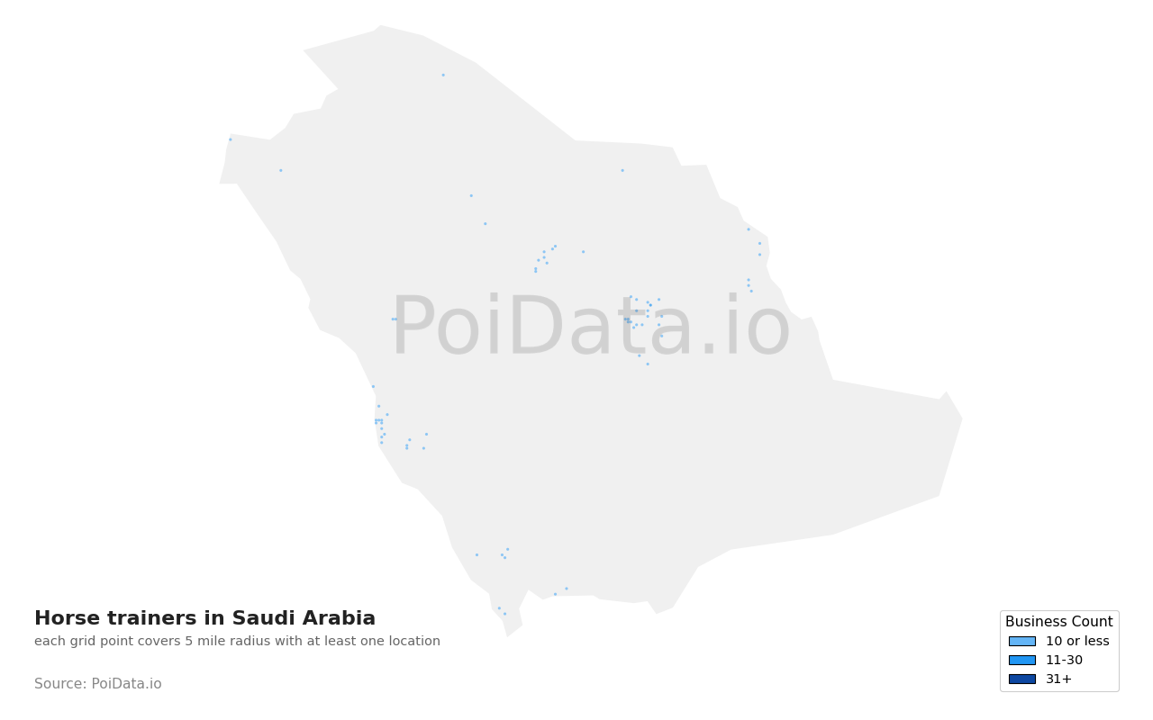 Horse trainer density map for Saudi Arabia