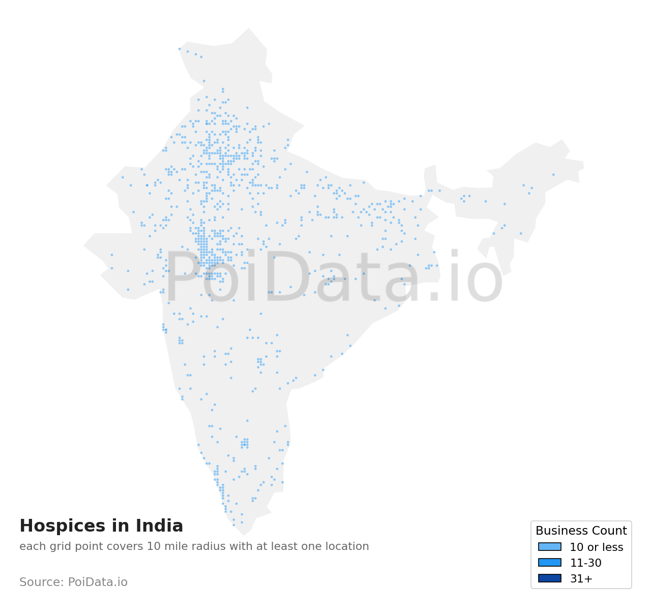 Hospice density map for India