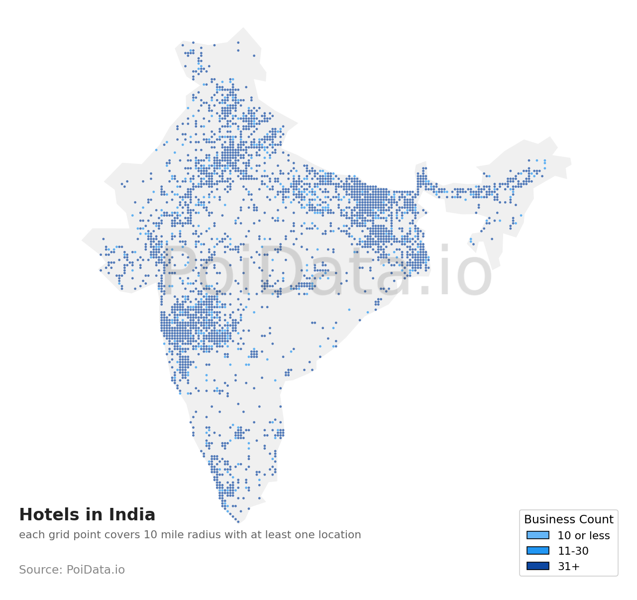 Hotel density map for India