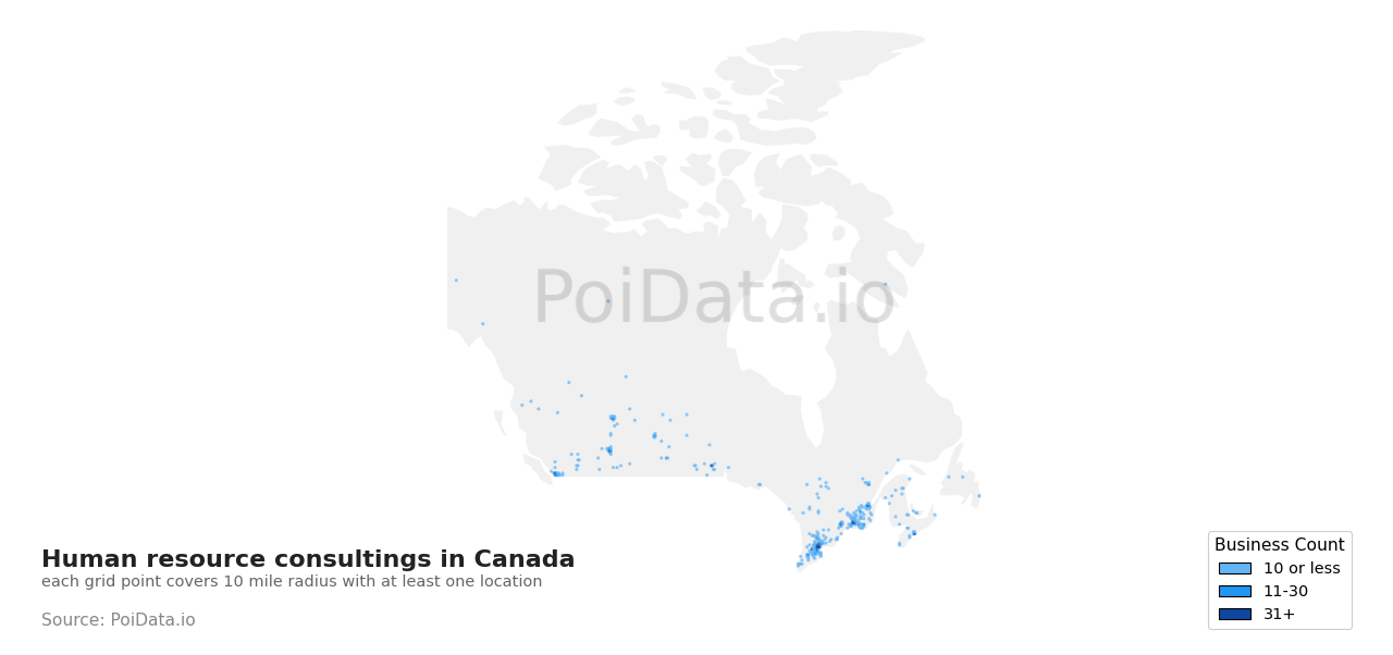 Human resource consulting density map for Canada