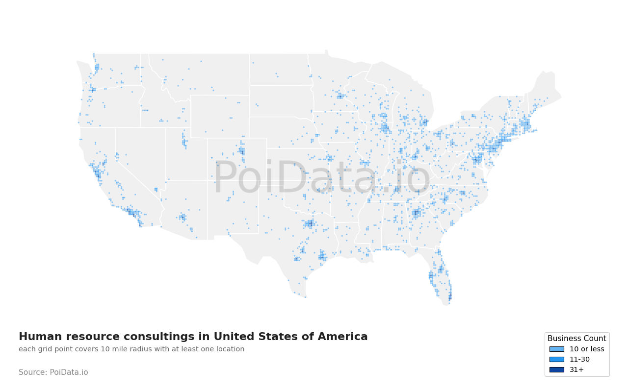 Human resource consulting density map for New Hampshire, United States