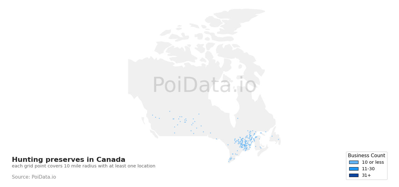 Hunting preserve density map for Saskatchewan, Canada