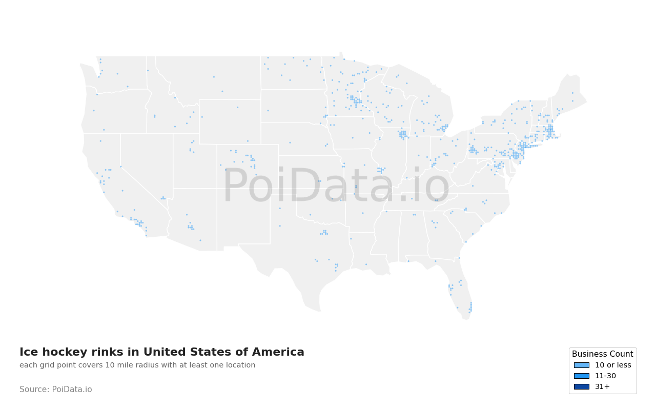 Ice hockey rink density map for New Jersey, United States