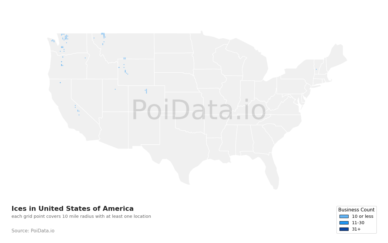 Ice density map for United States