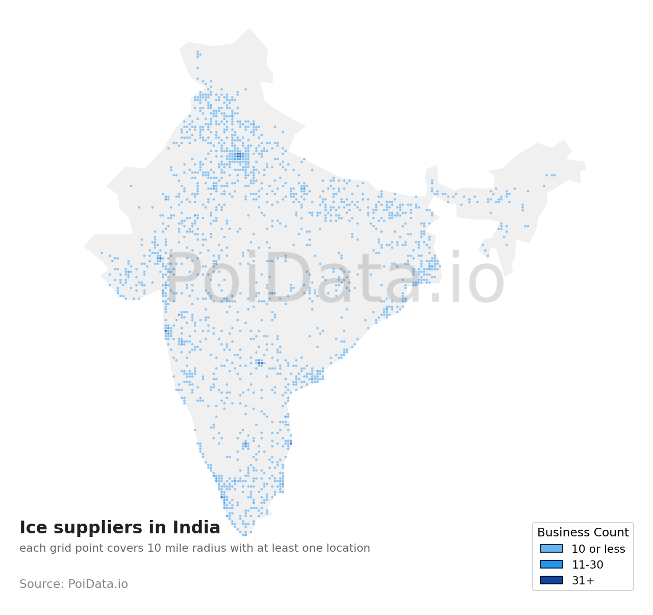 Ice supplier density map for India