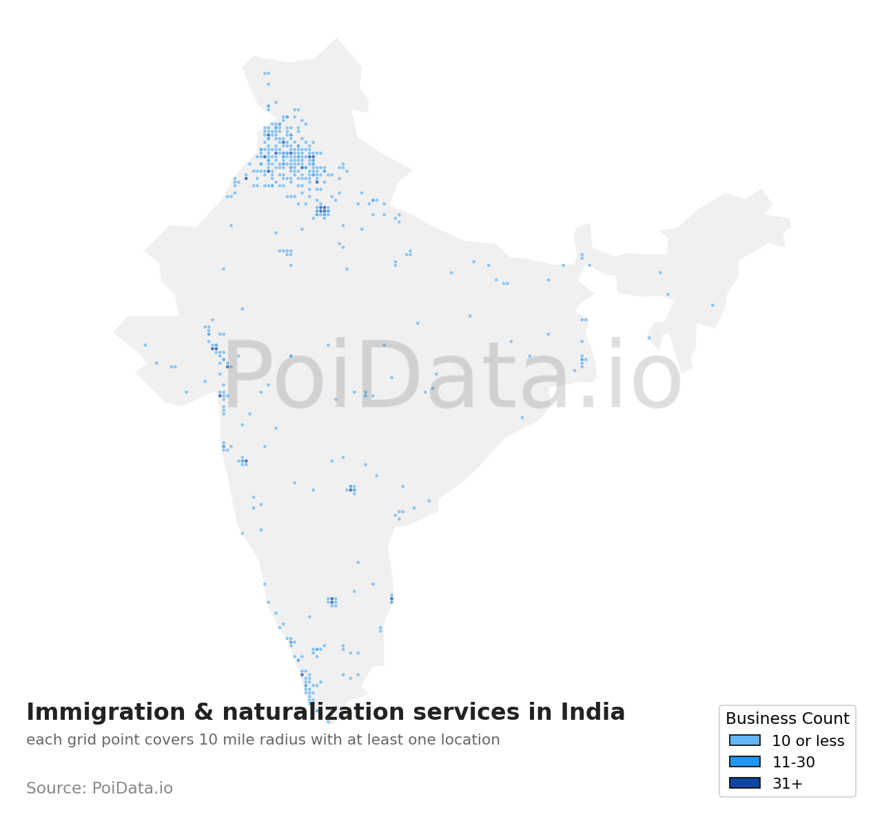 Immigration & naturalization service density map for India