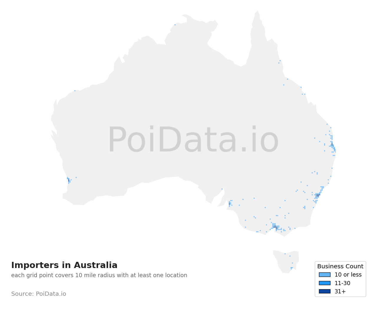 Importer density map for New South Wales, Australia