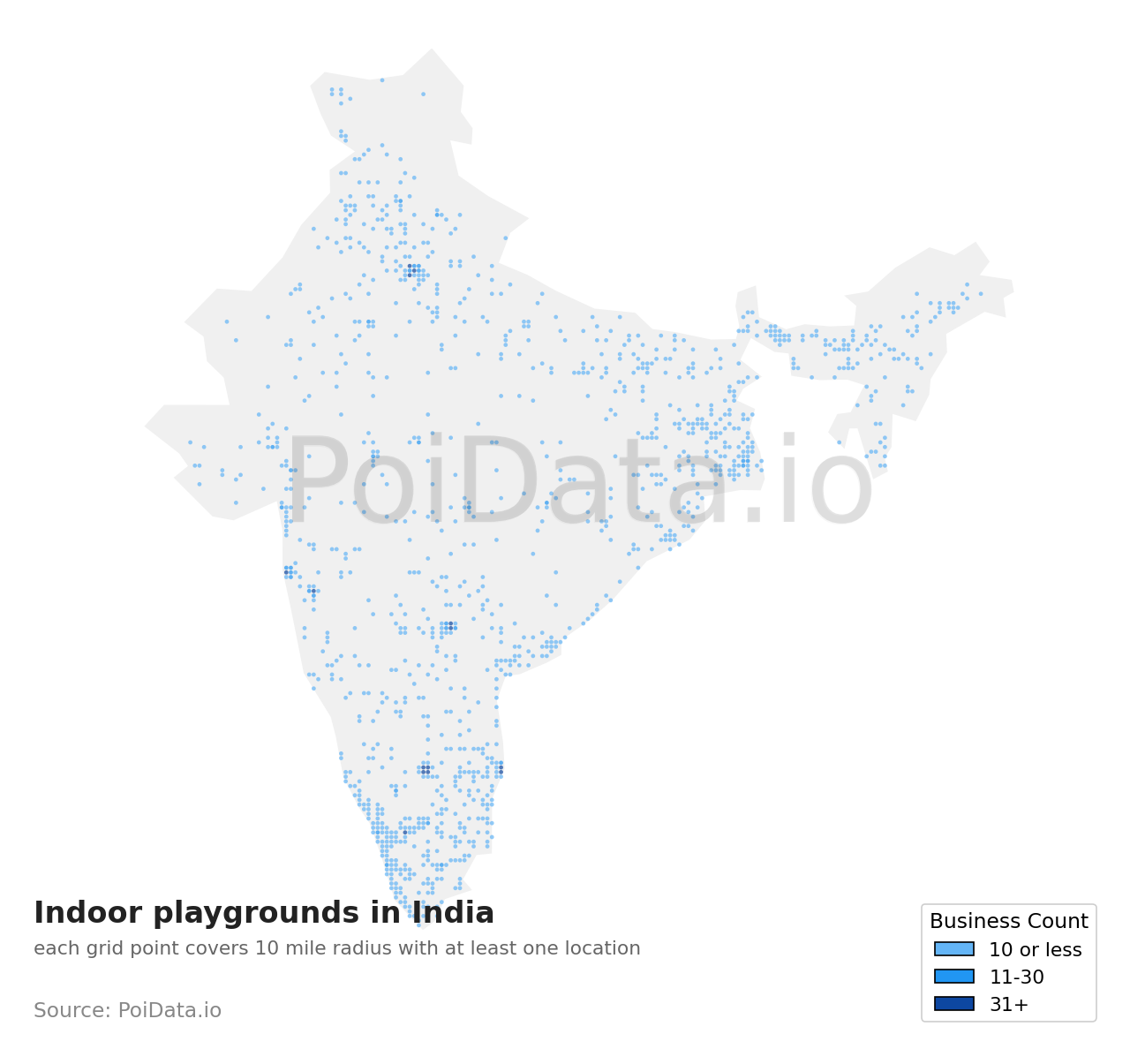 Indoor playground density map for India