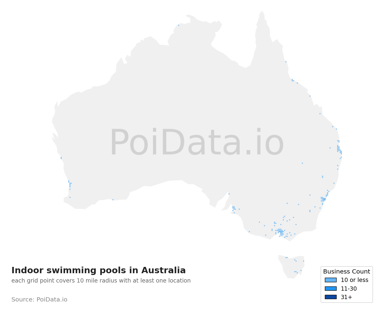 Indoor swimming pool density map for VIC, Australia