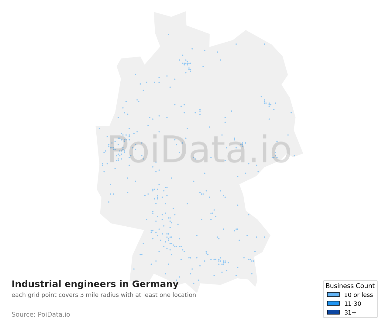 Industrial engineer density map for Germany