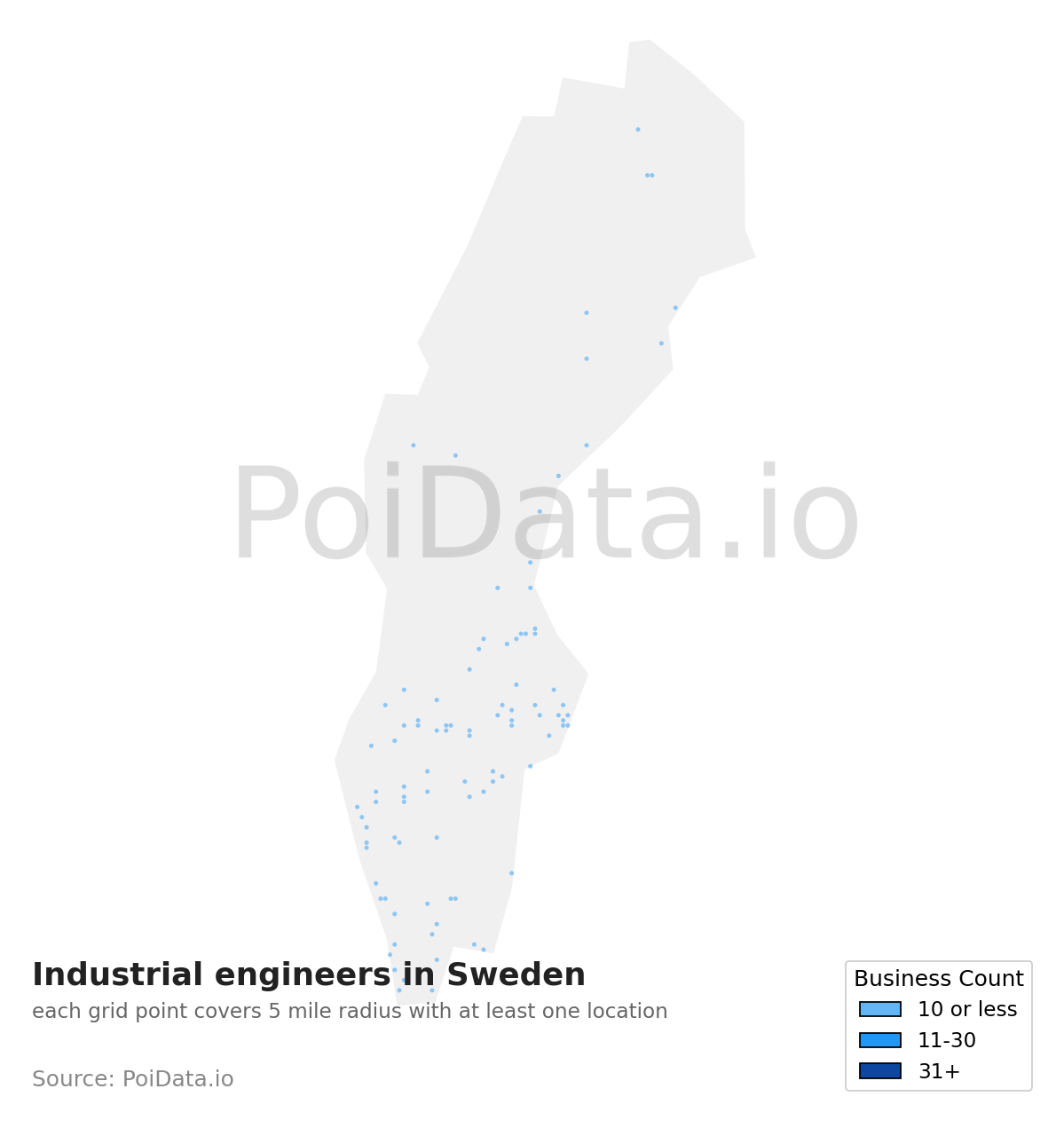 Industrial engineer density map for Sweden