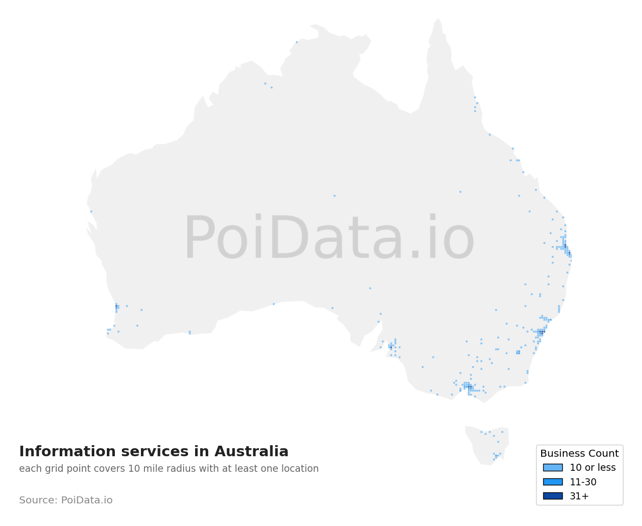 Information services density map for ACT, Australia