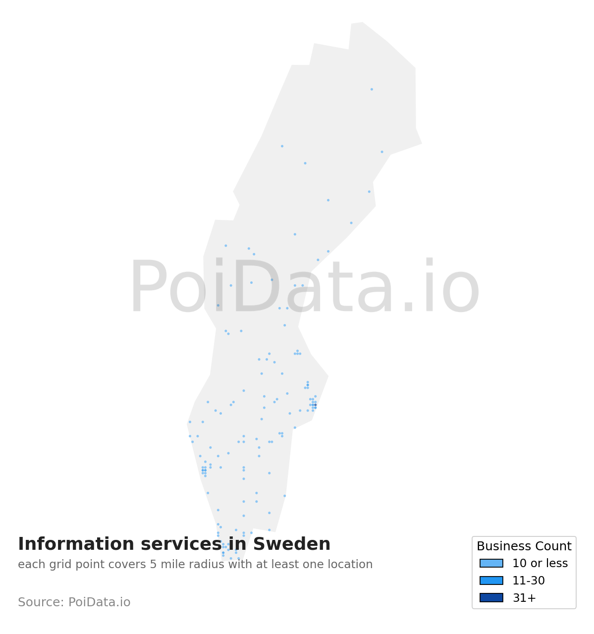 Information services density map for Sweden