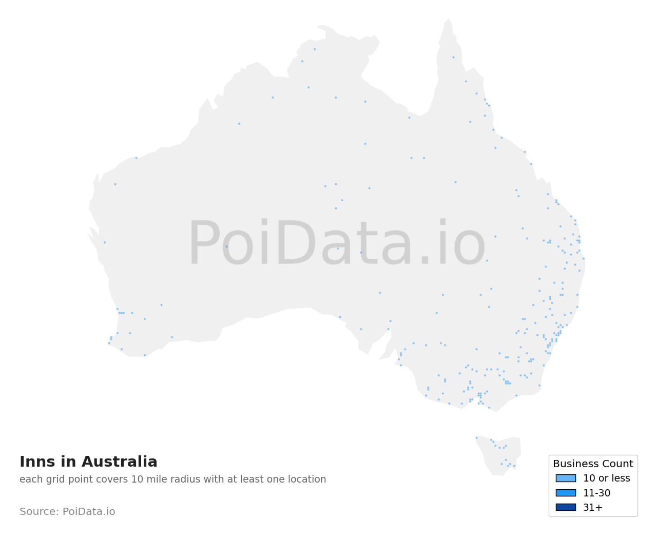 Inn density map for Australia